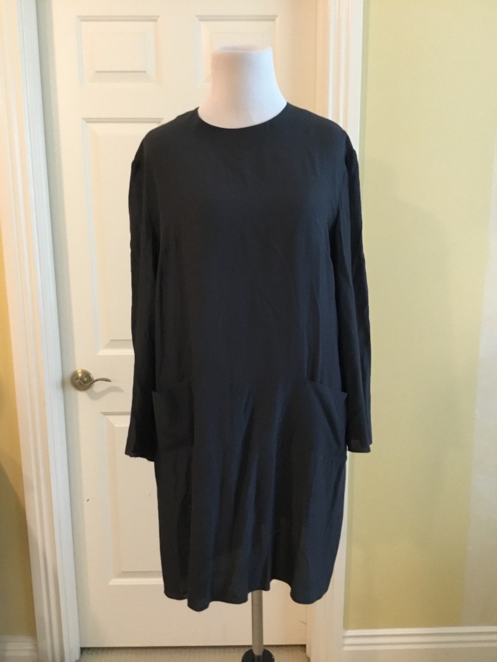 Marni Dark Charcoal Long Sleeve Shift Dress with Pockets